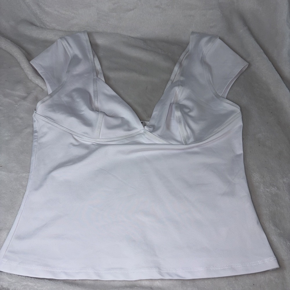 Zeagoo top White Deep sweetheart neckline Coquette Balletcore Minimalist Y2K Med